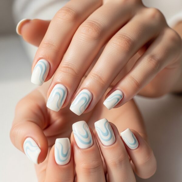 Soft White and Pastel Blue