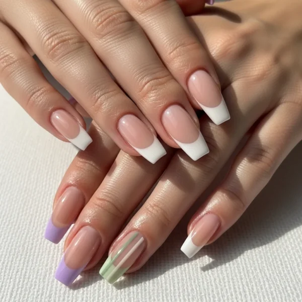 French Tip Coffin Nails
