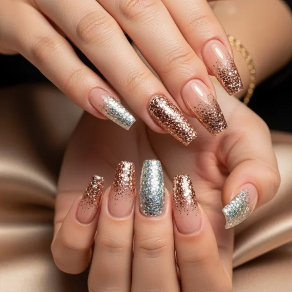 Glitter Coffin Nails