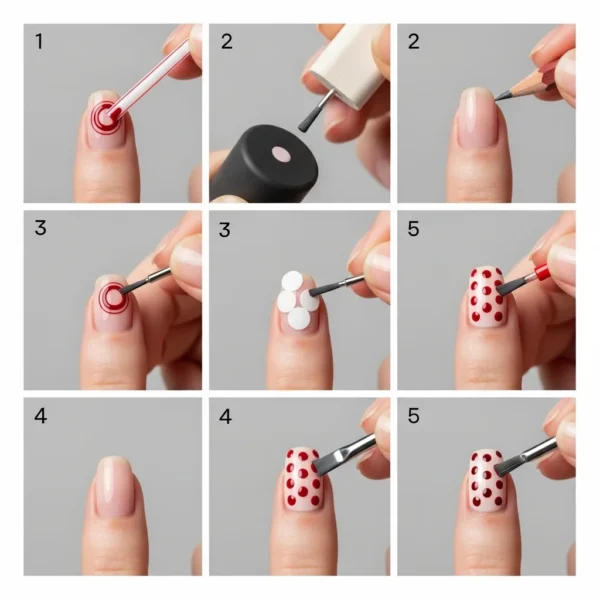 Polka Dot Nail Art Without Tools