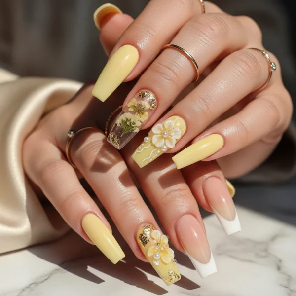 Butter Yellow Nail Designs Acrylic