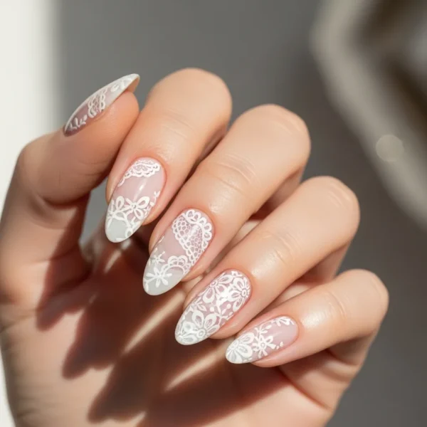 Lace Nail Art Tutorial – How to Do Doily Nails at Home Step by Step in 2026 3 White Lace on Milky White Base Nail Design